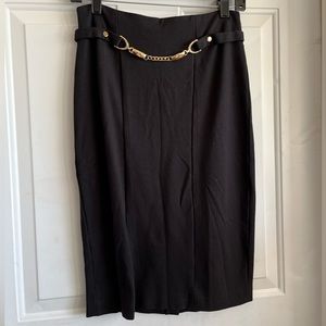 Black pencil skirt with gold chain